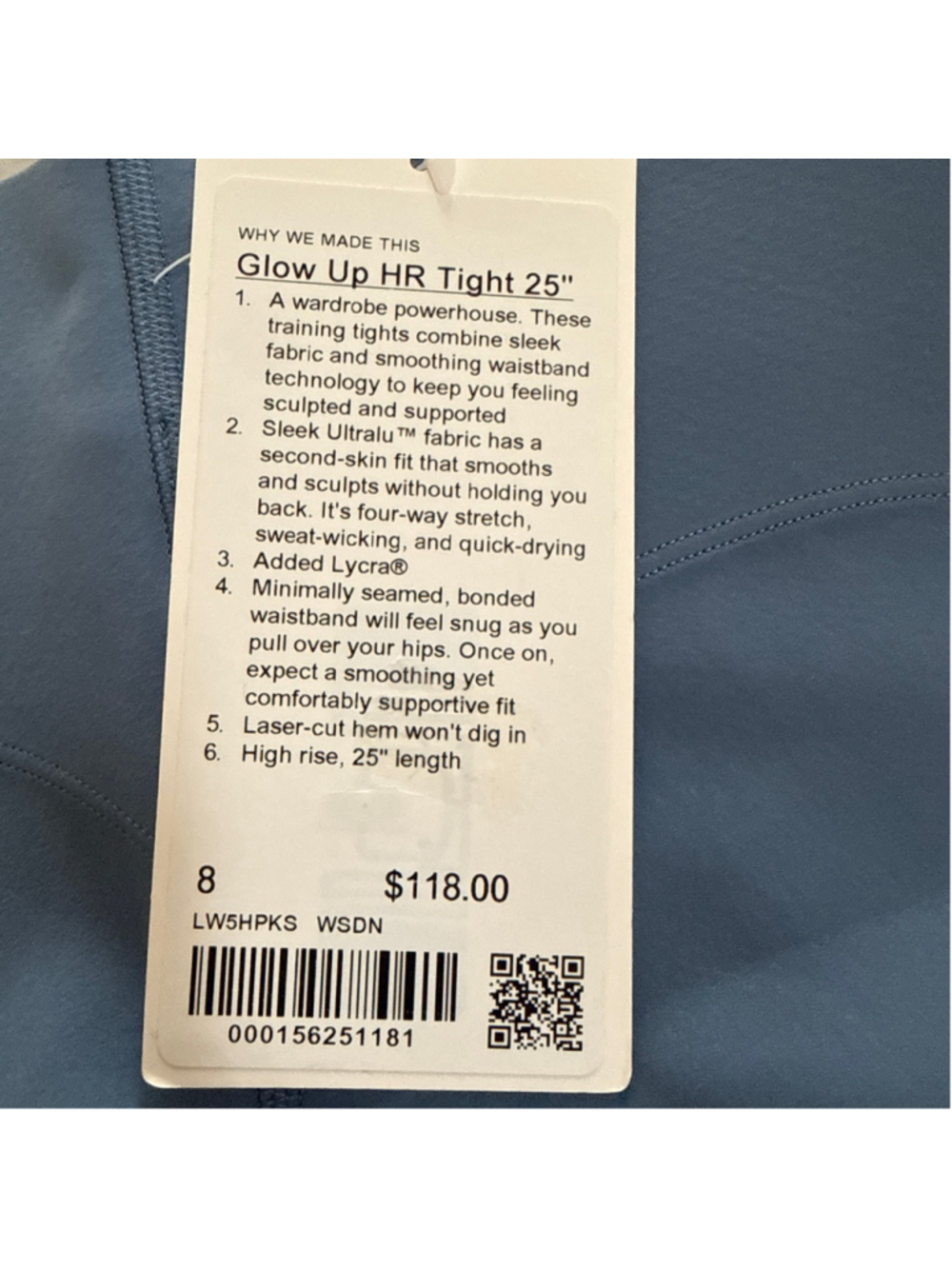 Lululemon Blue Glow Up HR Tight 25" Leggings Size 8 - Picture 5 of 5